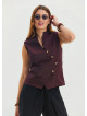 V Neck Cross Buttoned Red Authentic Blouse 4547